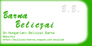 barna beliczai business card